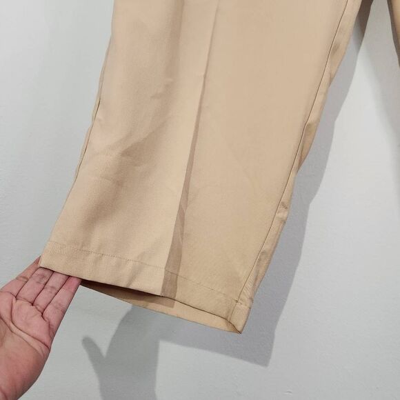 Eloquii Khaki Wide Tapered Leg Pants Size 16 NWOT Flowy Khaki Pants - Picture 4 of 9